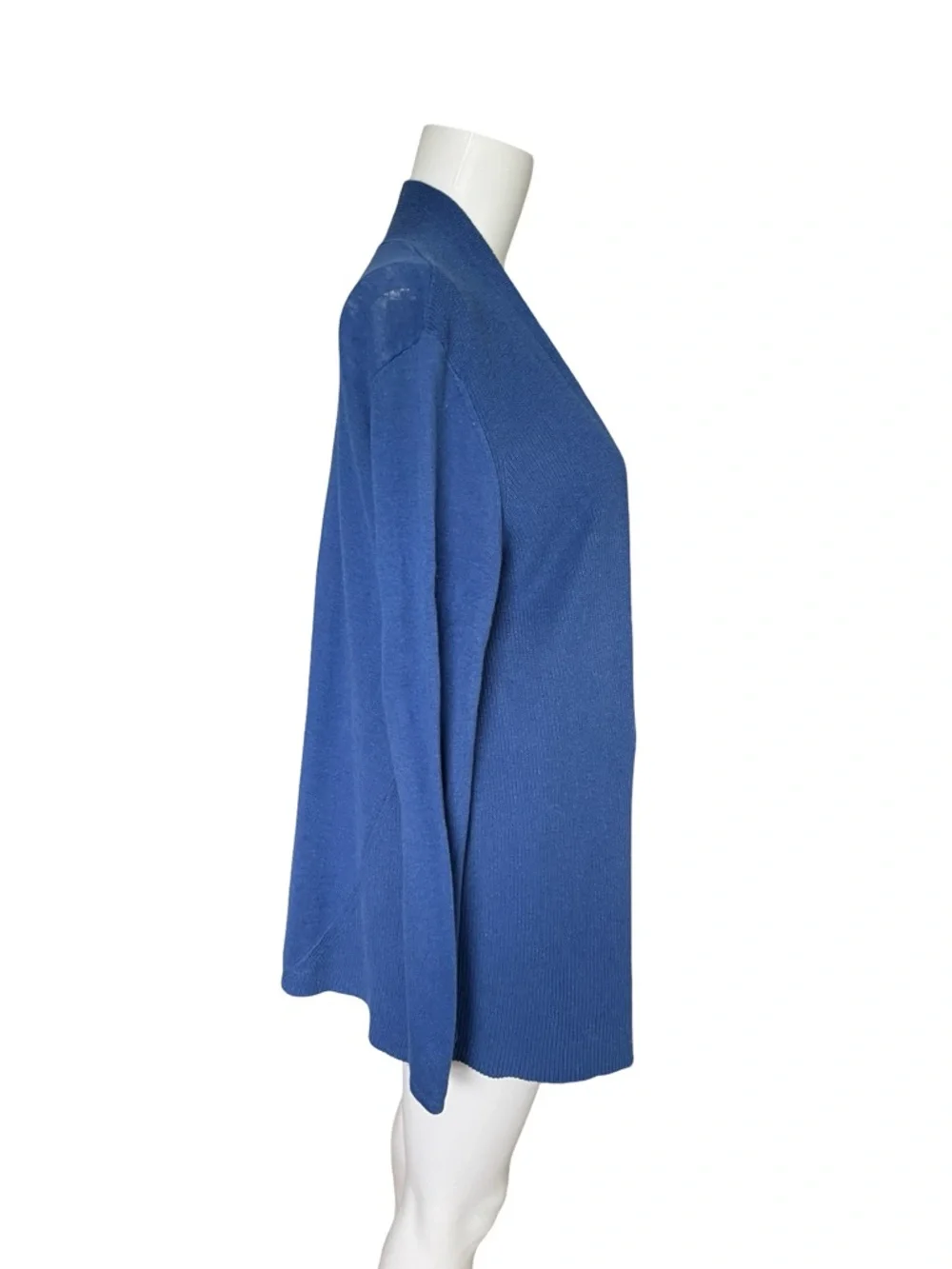 J McLaughlin Blue Open Front Cardigan Sweater Cotton Linen Womens Size Small